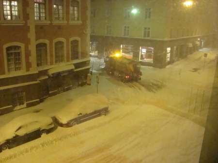 La calle de Helsinki nevada